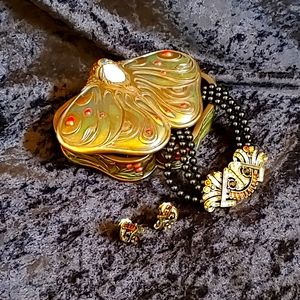 Black, Gold, & Copper Colored Art Deco Necklace